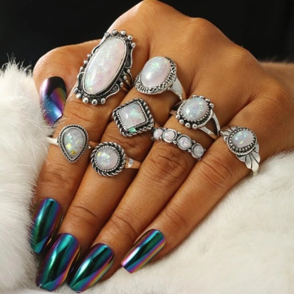 Fashion Rings Silver & Pearl Opal